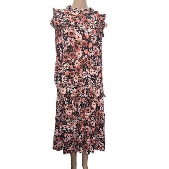Rachel Parcell Black and Pink Floral fall Long Sleeve Dress - Picture 2 of 6
